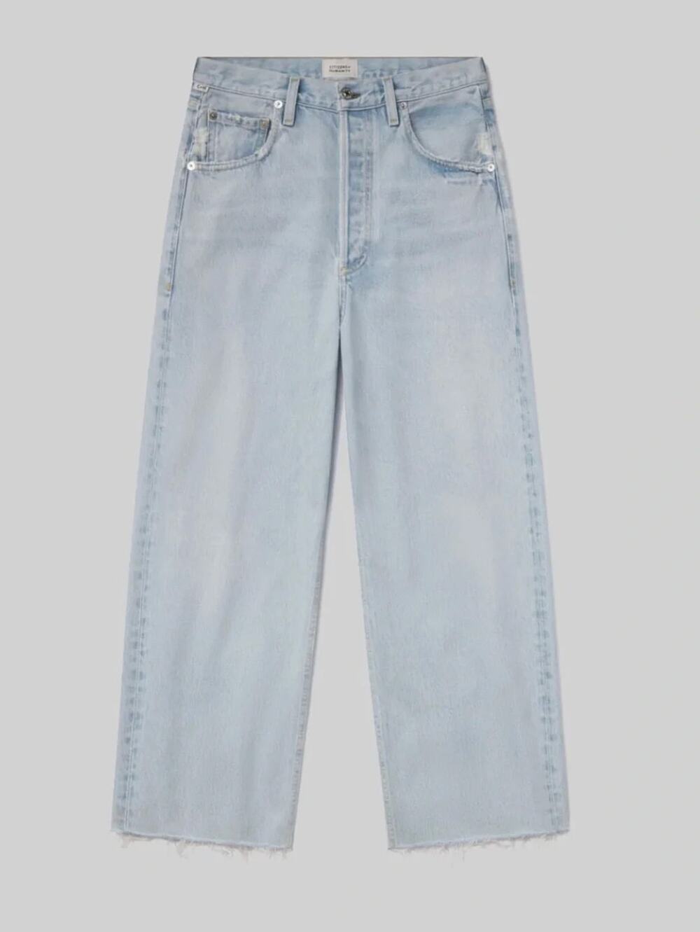 CITIZENS OF HUMANITY Ayla Jeans Wide Leg Cropped Frayed Hem Sz 30 (run lrg) EUC